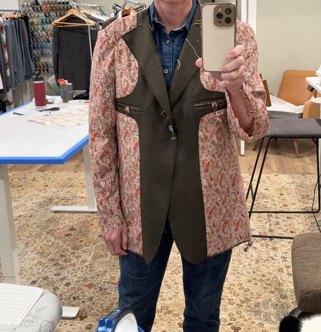 The lining worn on its own to check the fit through the shoulders.